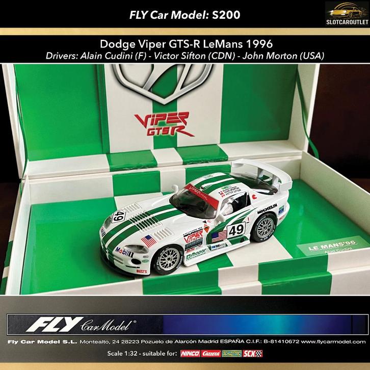 S200 Fly Dodge Viper GTS-R LeMans '96 Limited Edition‼️, Kinderen en Baby's, Speelgoed | Racebanen, Nieuw, Elektrisch, Overige merken
