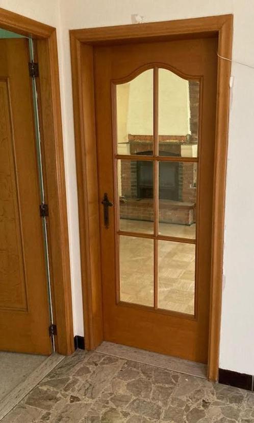 Binnendeuren volle eik, Doe-het-zelf en Verbouw, Deuren en Horren, Gebruikt, Binnendeur, 200 tot 215 cm, 80 tot 100 cm, Glas, Hout