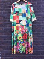 Jurk gekleurd geblokt bloemen rood groen Floryday maat L, Maat 42/44 (L), Ophalen of Verzenden, Zo goed als nieuw, Floryday