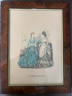 Antieke Ingelijste Italiaanse Modeprint., Antiek en Kunst, Ophalen of Verzenden