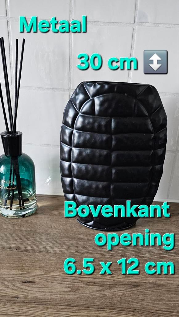 Schildpad vaas, metalen vaas, zwarte vaas,, Huis en Inrichting, Woonaccessoires | Vazen, Zo goed als nieuw, Zwart, Minder dan 50 cm