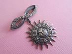 jwg Vintage 80s Zon hanger broche tin zilver klr strass, Verzenden, Overige materialen, Broche