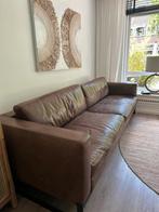 Molinari bank met fauteuil. 4 zits, leder bruin, Ophalen of Verzenden, Gebruikt, Leer