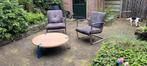 Twee fauteuils bruin microleder, Huis en Inrichting, Overige materialen, Gebruikt, Ophalen