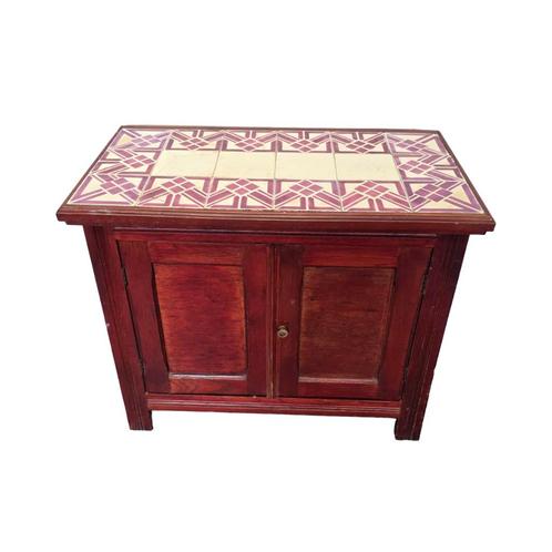 Vintage Franse kast met tegels, Huis en Inrichting, Kasten | Dressoirs, Gebruikt, 50 tot 100 cm, 25 tot 50 cm, Met deur(en), Met plank(en)