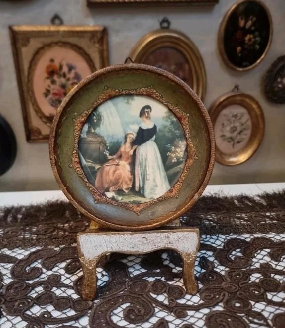 Oud florentijns italiaans schilderijtje lijstje prent O36, Antiek en Kunst, Curiosa en Brocante, Ophalen of Verzenden