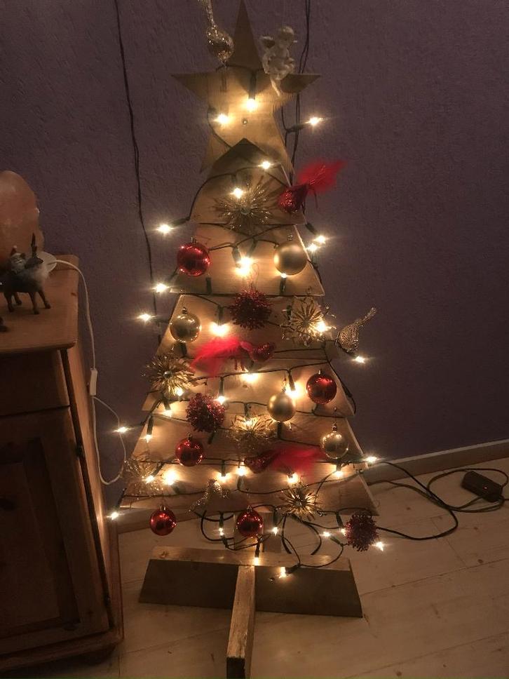 Kerstboom massief hout met kerstster, Diversen, Kerst, Gebruikt, Ophalen