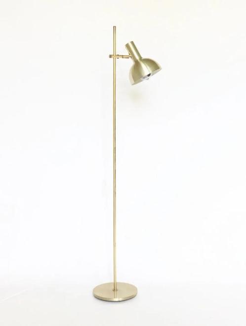 Vintage staande lamp messing Deens design retro, Huis en Inrichting, Lampen | Vloerlampen, Zo goed als nieuw, 100 tot 150 cm, Metaal