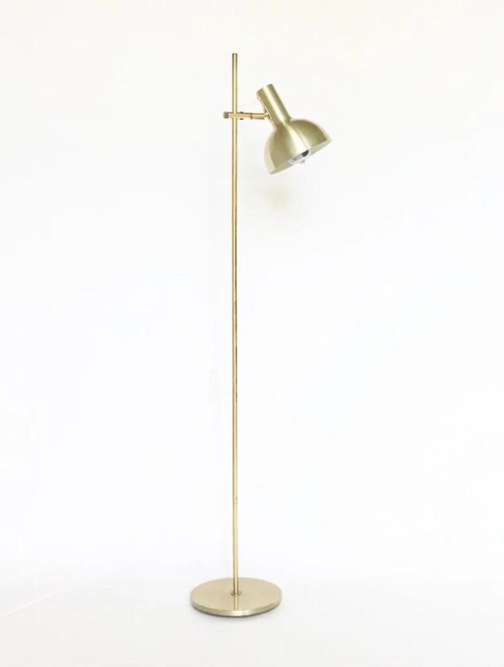 Vintage staande lamp messing Deens design retro, Huis en Inrichting, Lampen | Vloerlampen, Zo goed als nieuw, 100 tot 150 cm, Metaal