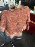 Antiek Tafelkleedje met Franjes, Gebruikt, Bruin, Vierkant, 50 tot 100 cm