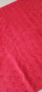 Stof katoen rood broderie, 120 cm of meer, Nieuw, Ophalen of Verzenden, Katoen