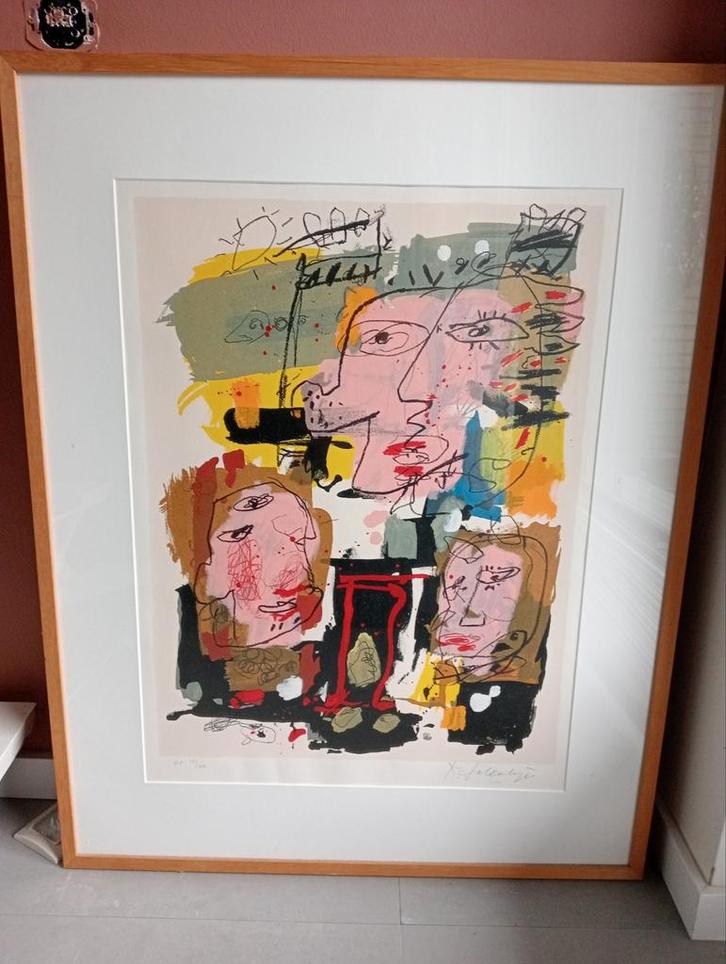 Zeefdruk 'Twee Gezichten', Antiek en Kunst, Kunst | Litho's en Zeefdrukken, Ophalen