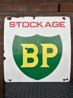 Origineel emaille BP STOCKAGE bord. Britisch Petroleum., Reclamebord, Gebruikt, Ophalen of Verzenden