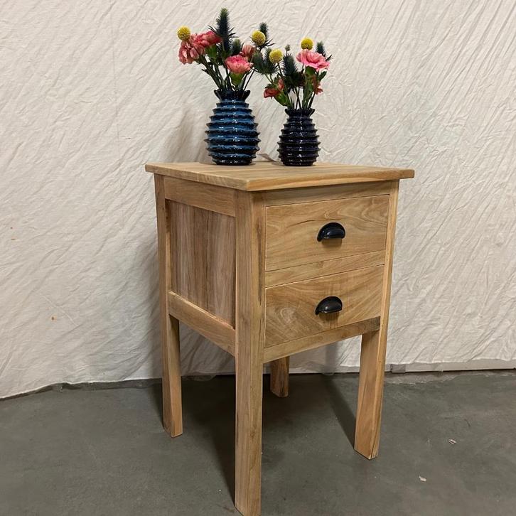 Ladekast – 65 cm hoog - massief teak - 2 lades - TTM Wonen, Huis en Inrichting, Kasten | Ladekasten, Nieuw, Minder dan 100 cm