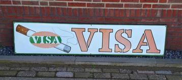 Groot vintage emaille bord met reclame voor Visa-sigaretten. beschikbaar voor biedingen