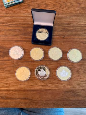 8 Zilveren Munten, Verguld, Amsterdams Muntkantoor beschikbaar voor biedingen