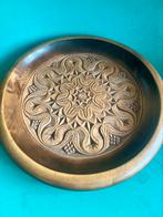 Vintage houtsnijwerk schaal wandbord bloem teak India, Antiek en Kunst, Ophalen of Verzenden