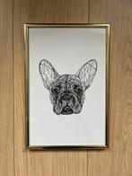 Franse Bulldog Tekening in Gouden Lijst, Ophalen of Verzenden