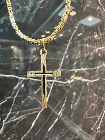 14k gouden koningsketting met kruis| 65 cm beschikbaar voor biedingen