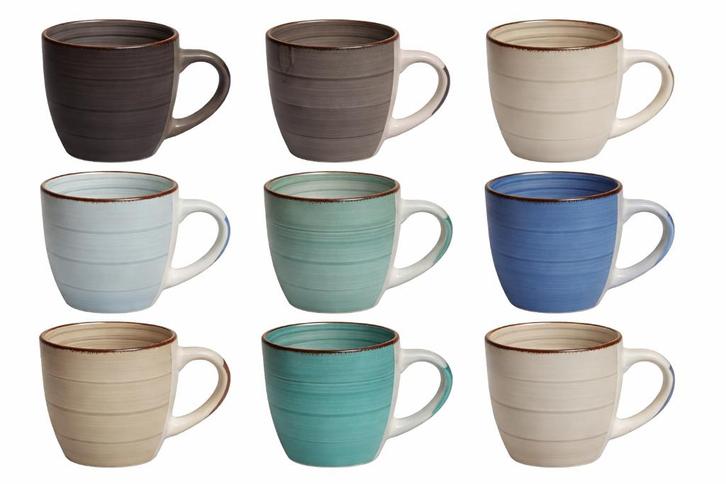 Studio Tavola Mokken - Vintage Loft - Set van 9 - 350 ml, Huis en Inrichting, Keuken | Servies, Nieuw, Kop(pen) en/of Schotel(s)