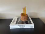 Vintage Arts & Crafts Handgesneden Boomstam Potloodhouder, Ophalen of Verzenden, Gebruikt