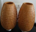 2 ikea bamboe tafel lampen, werkend met lamp erin, Huis en Inrichting, Lampen | Tafellampen, Ophalen, Gebruikt, Overige materialen