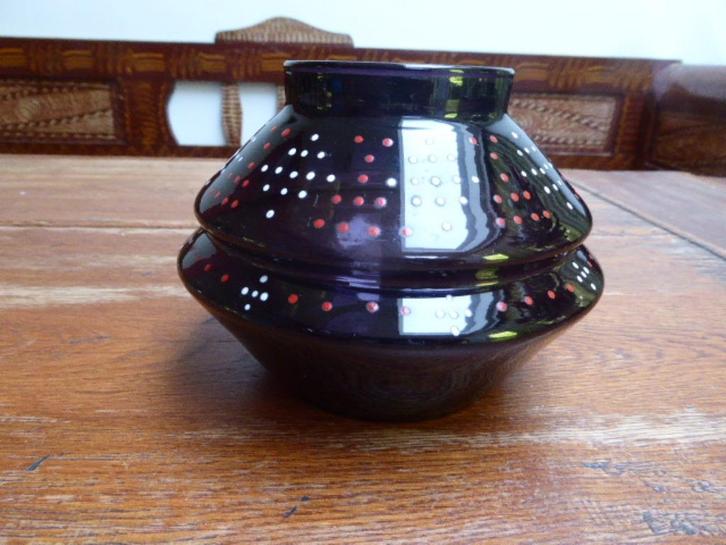 Art deco optisch geblazen vaasje in diep paars, Doyen, Antiek en Kunst, Antiek | Glas en Kristal, Ophalen of Verzenden