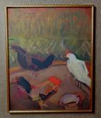 Jean Brusselmans ' Kippen " olieverf op karton 22 x 27 cm, Verzenden