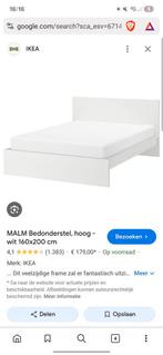 GRATIS malm ikea bed 180x200, Huis en Inrichting, Slaapkamer | Bedden, Ophalen, Gebruikt, Wit, Tweepersoons