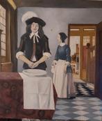 Schilderij met straatje Vermeer, Antiek en Kunst, Ophalen of Verzenden