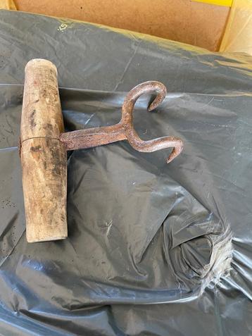 Antieke Baal Zak Haak Jute Hooi Vintage Hout Metaal beschikbaar voor biedingen