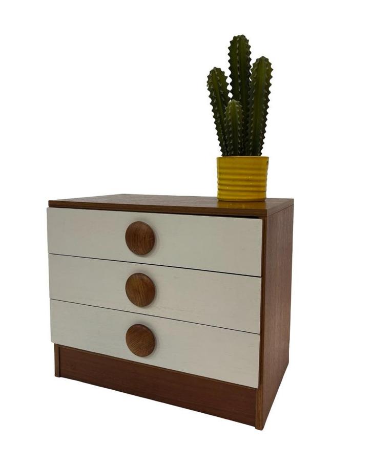 Vintage Compacte Ladekastje Mid Century Design, Huis en Inrichting, Kasten | Ladekasten, Zo goed als nieuw, Minder dan 100 cm