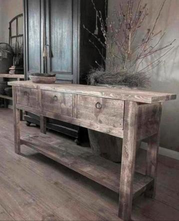 ~Stoer Sober Landelijk Houten Sidetable/Wandtafel~ beschikbaar voor biedingen