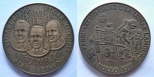 Penning Maanlanding Apollo 14, 1971, Postzegels en Munten, Penningen en Medailles, Brons, Nederland, Verzenden