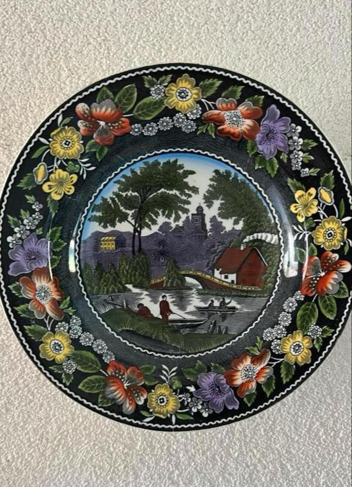 Porceleinen Wandbord - Veelkleurig, Antiek en Kunst, Antiek | Wandborden en Tegels, Ophalen