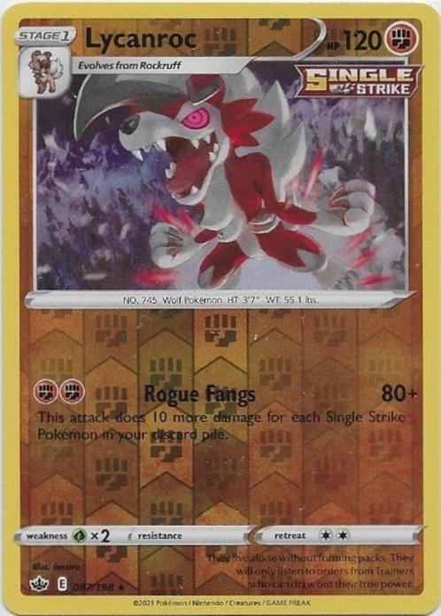Chilling Reign,  Lycanroc [reverse] 87/198, Hobby en Vrije tijd, Verzamelkaartspellen | Pokémon, Nieuw, Losse kaart, Verzenden