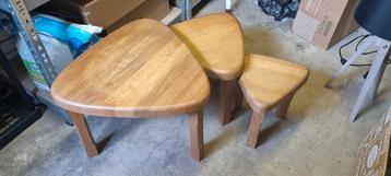 3x Bijzettafel - blank eiken - driehoek