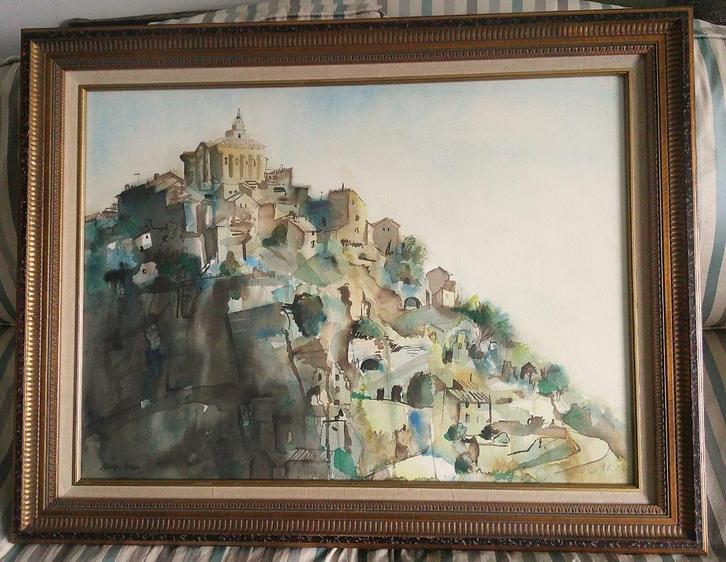 Gordes (Haute Provence) - Serge Creuz 1924-1997, Antiek en Kunst, Kunst | Schilderijen | Klassiek, Ophalen of Verzenden