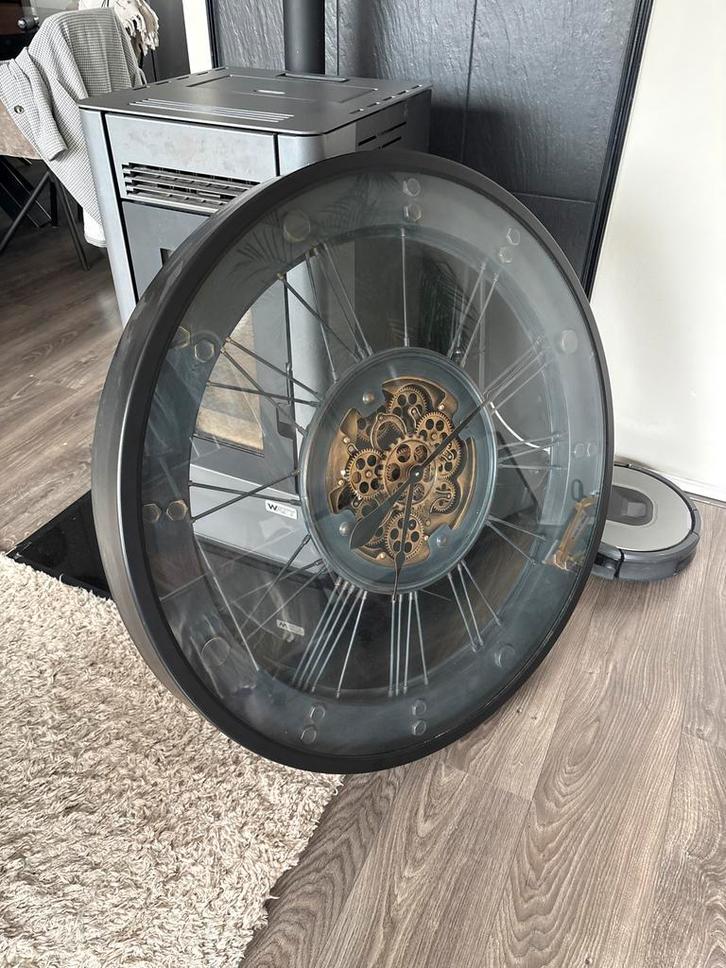 Grote Decoratieve Wandklok met Tandwielen, Huis en Inrichting, Woonaccessoires | Klokken, Gebruikt, Wandklok, Analoog, Ophalen of Verzenden