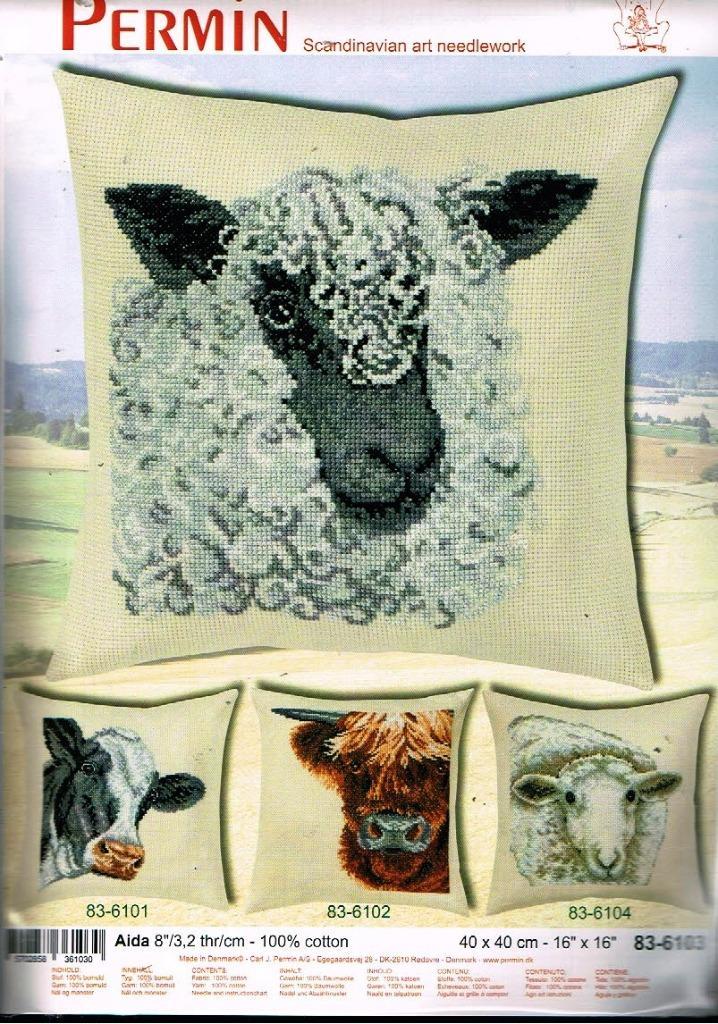 Cado aanbieding permin borduurpakket kussen, grijze schaap, Hobby en Vrije tijd, Borduren en Borduurmachines, Nieuw, Borduurpakket
