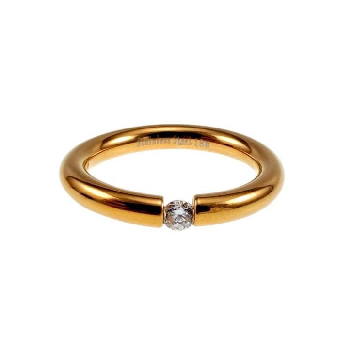 Ring Dames Verguld RVS Ronde Ring met Fonkelende Zirkonia, Sieraden, Tassen en Uiterlijk, Ringen, Nieuw, Dame, 17 tot 18, Goud