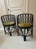 Zwarte rotan stoelen - 4 stuks, Huis en Inrichting, Stoelen, Ophalen, Zwart, Riet of Rotan, Zo goed als nieuw