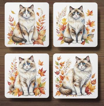 Ragdoll Herfst onderzetters met houder beschikbaar voor biedingen