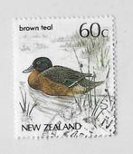 Nieuw Zeeland Brown Teal, bruine eend, Verzenden, Gestempeld