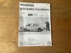 Alfa Romeo 1750 Berlina Roadtest Autovisie 1968, Boeken, Auto's | Folders en Tijdschriften, Ophalen of Verzenden
