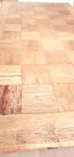 Teakhouten eettafel-werktafel-ateliertafel met kasteelpoten, Huis en Inrichting, Ophalen, Gebruikt, Teakhout, 200 cm of meer