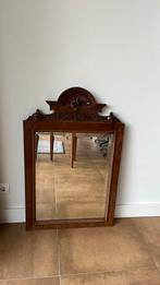 Antieke walnoten houten spiegel met facetgeslepen glas, Ophalen, Rechthoekig, 50 tot 100 cm, 100 tot 150 cm