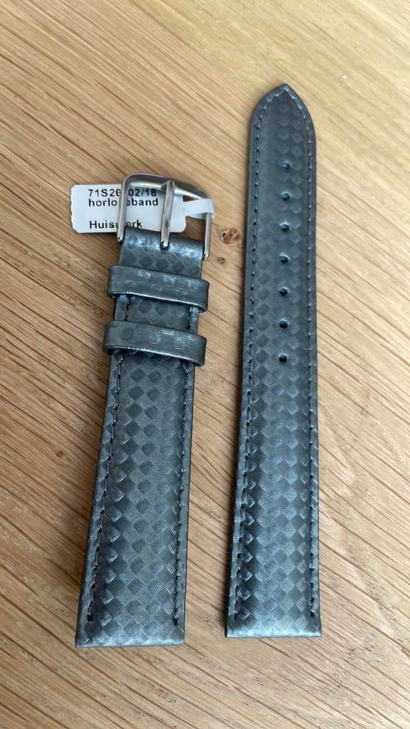 Horlogeband 18mm grijs Nieuw, Ophalen of Verzenden, Nieuw