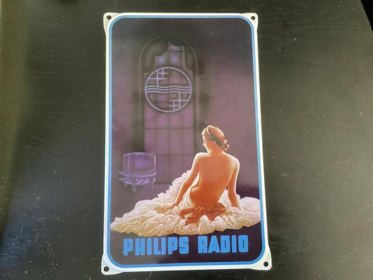 Vintage emaille PHILIPS RADIO reclame bord, Antiek en Kunst, Antiek | Emaille, Ophalen of Verzenden