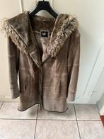Dames suede/leren jas met bont en capuchon merk SAKI, Kleding | Dames, Jassen | Winter, Ophalen of Verzenden, Zo goed als nieuw